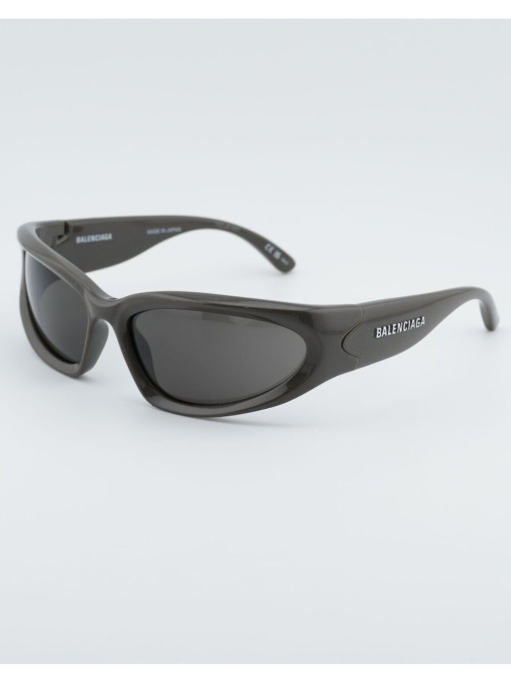 Balenciaga BB0157S 008 Sport Sunglasses Grey Geometric Frame, Grey Lenses